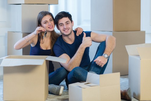 Office removals planning in Dulwich with moving boxes and workspace setup