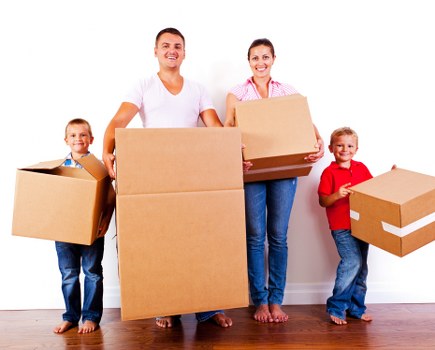 Organized storage boxes and furniture in a Dulwich self storage unit