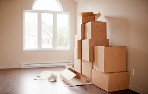 Boxes and furniture being loaded for Dulwich storage from a local property