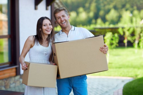Packing household belongings into a mobile storage unit in Dulwich