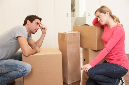 Fragile household items carefully packed by movers in Dulwich