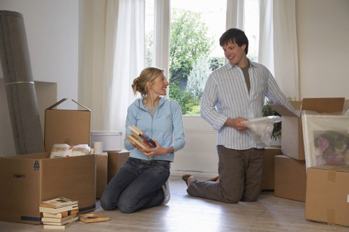 Packed books, clothes, and study items ready for student storage in Dulwich